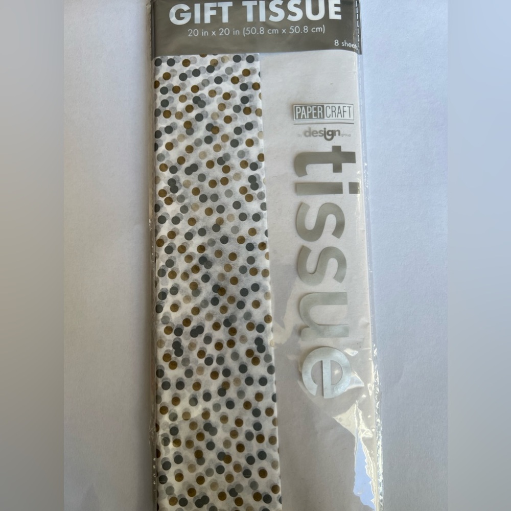 Lot of 10 Gift Tissue - Gold and Silver Dots Tissue Paper